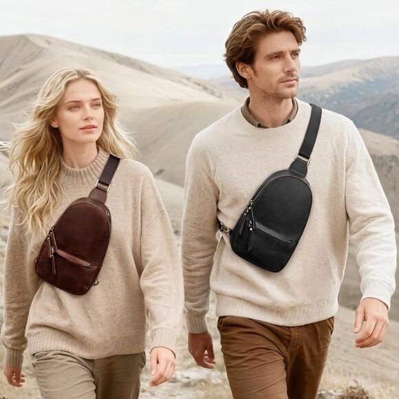 S-ZONE Leather Small Crossbody Sling Bags for Women & Men - Picture 2 of 8